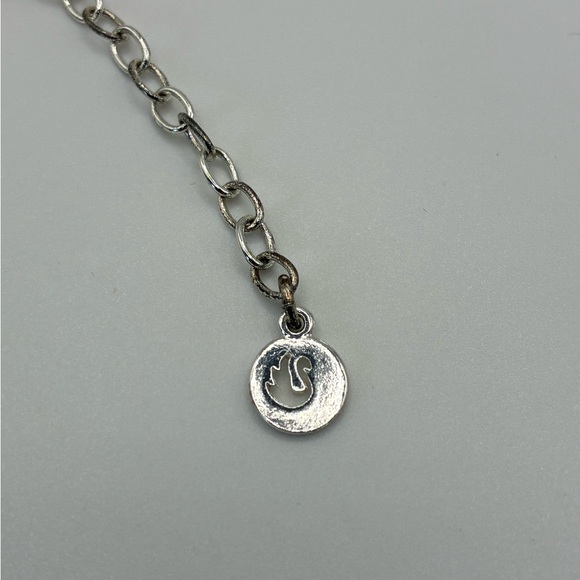 Swarovski Signed Swan Blue Crystal Graduated Silver-Tone Statement Necklace - Picture 7 of 7